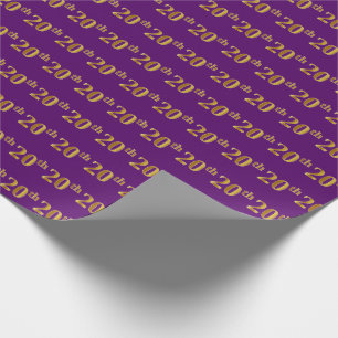 Purple, Faux Gold 20th (Twentieth) Event Wrapping Paper