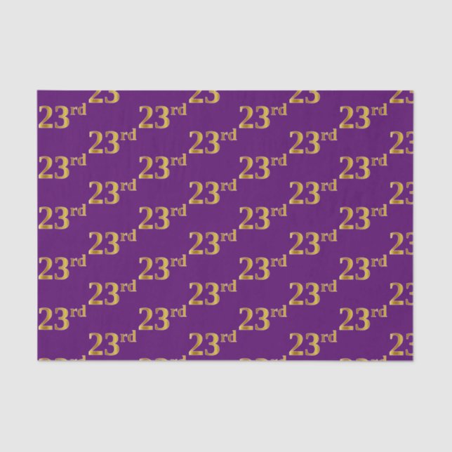 Purple, Faux Gold 23rd (Twenty-Third) Event Tissue Paper (Front)