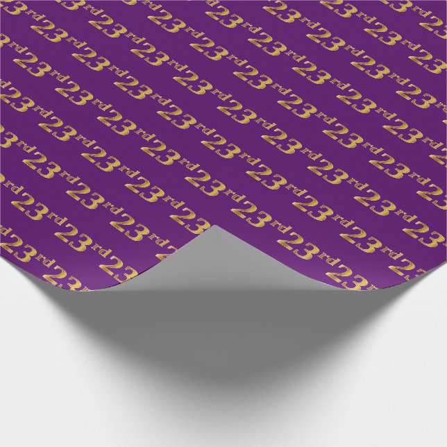 Purple, Faux Gold 23rd (Twenty-Third) Event Wrapping Paper (Corner)