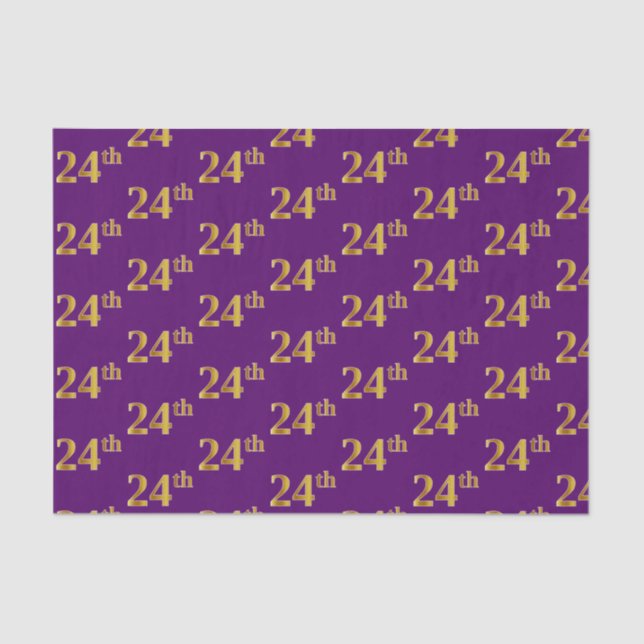 Purple, Faux Gold 24th (Twenty-Fourth) Event Tissue Paper (Front)