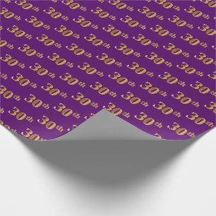 Purple, Faux Gold 30th (Thirtieth) Event Wrapping Paper