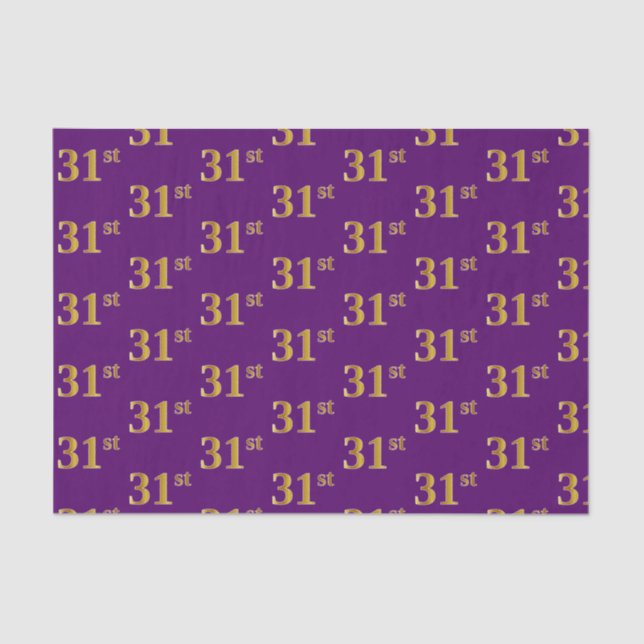 Purple, Faux Gold 31st (Thirty-First) Event Tissue Paper (Front)
