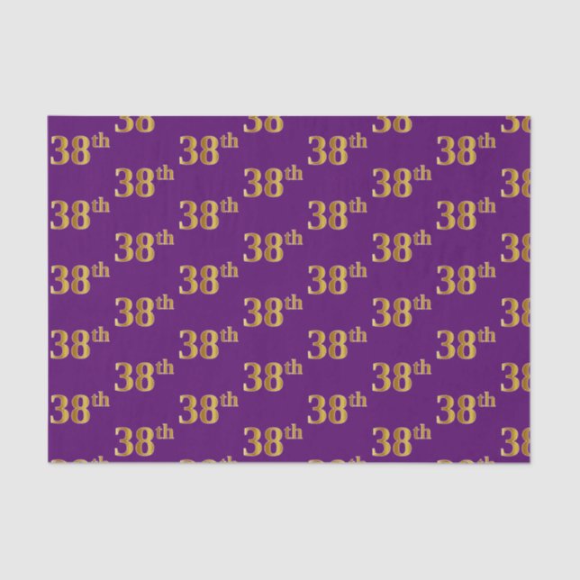 Purple, Faux Gold 38th (Thirty-Eighth) Event Tissue Paper (Front)