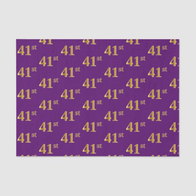 Purple, Faux Gold 41st (Forty-First) Event Tissue Paper (Front)