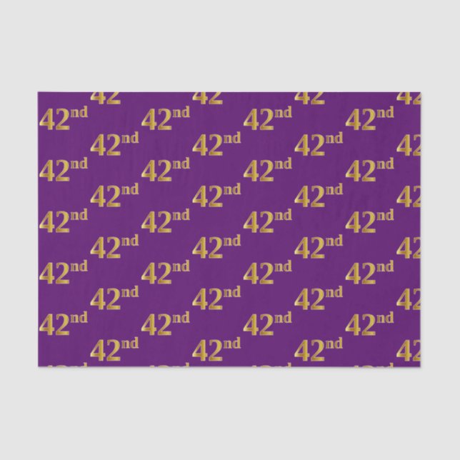 Purple, Faux Gold 42nd (Forty-Second) Event Tissue Paper (Front)
