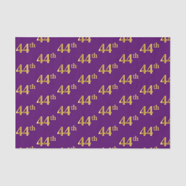 Purple, Faux Gold 44th (Forty-Fourth) Event Tissue Paper (Front)