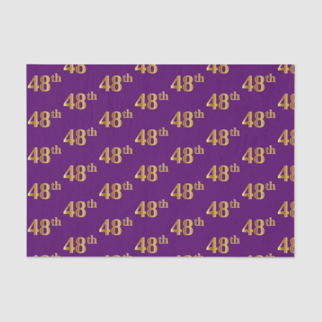 Purple, Faux Gold 48th (Forty-Eighth) Event Tissue Paper (Front)
