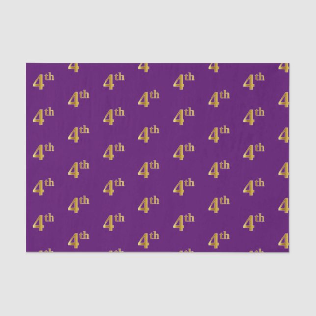 Purple, Faux Gold 4th (Fourth) Event Tissue Paper (Front)