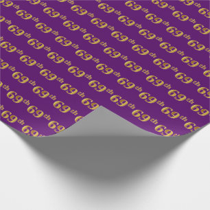 Purple, Faux Gold 69th (Sixty-Ninth) Event Wrapping Paper