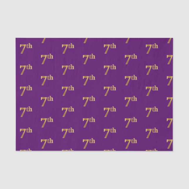 Purple, Faux Gold 7th (Seventh) Event Tissue Paper (Front)