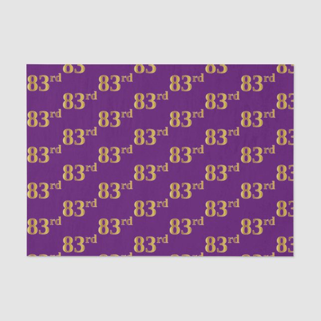 Purple, Faux Gold 83rd (Eighty-Third) Event Tissue Paper (Front)