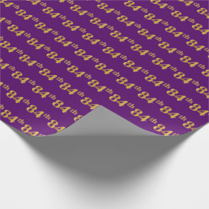 Purple, Faux Gold 84th (Eighty-Fourth) Event Wrapping Paper