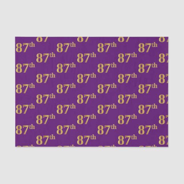 Purple, Faux Gold 87th (Eighty-Seventh) Event Tissue Paper (Front)