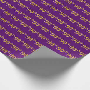 Purple, Faux Gold 90th (Ninetieth) Event Wrapping Paper