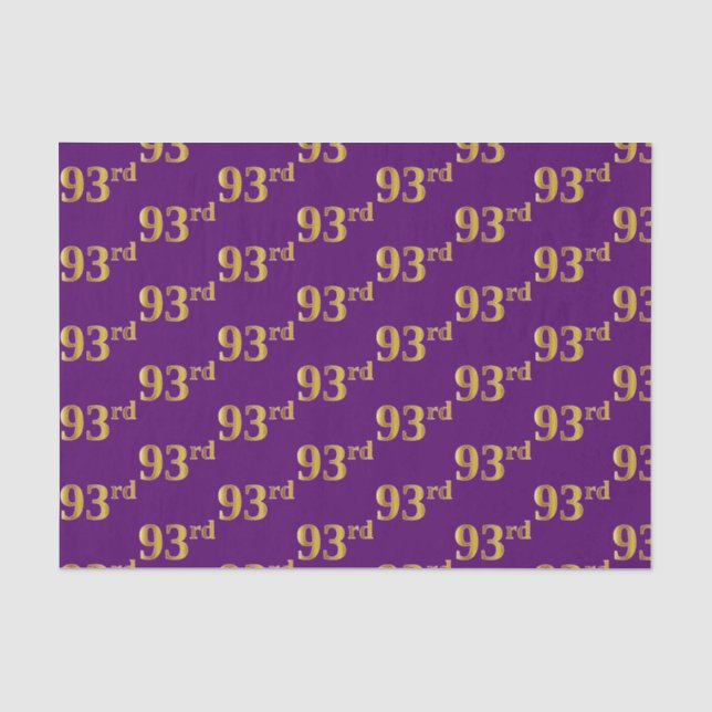 Purple, Faux Gold 93rd (Ninety-Third) Event Tissue Paper (Front)