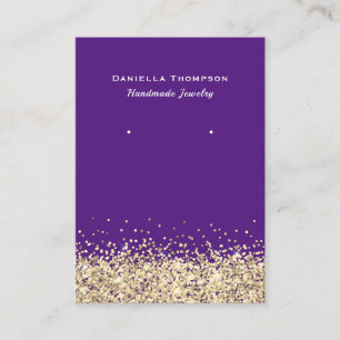 Purple Faux Gold Glitter Jewellery Earring Display Business Card