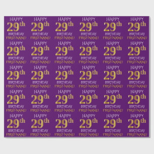 Purple, Faux Gold "HAPPY 29th BIRTHDAY" Wrapping Paper