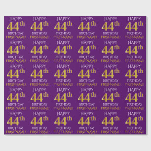 Purple, Faux Gold "HAPPY 44th BIRTHDAY" Wrapping Paper