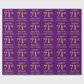 Purple, Faux Gold "HAPPY 71st BIRTHDAY" Wrapping Paper