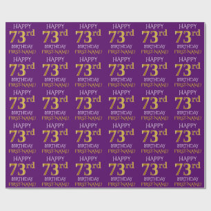 Purple, Faux Gold "HAPPY 73rd BIRTHDAY" Wrapping Paper