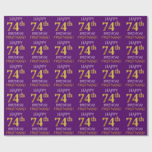 Purple, Faux Gold "HAPPY 74th BIRTHDAY" Wrapping Paper