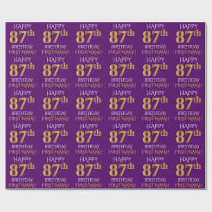Purple, Faux Gold "HAPPY 87th BIRTHDAY" Wrapping Paper