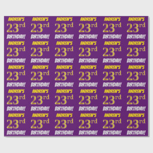 Purple, Faux/Imitation Gold, "23rd BIRTHDAY" Wrapping Paper
