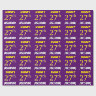 Purple, Faux/Imitation Gold, "27th BIRTHDAY" Wrapping Paper
