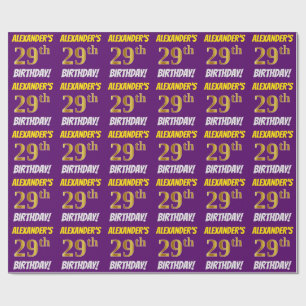 Purple, Faux/Imitation Gold, "29th BIRTHDAY" Wrapping Paper