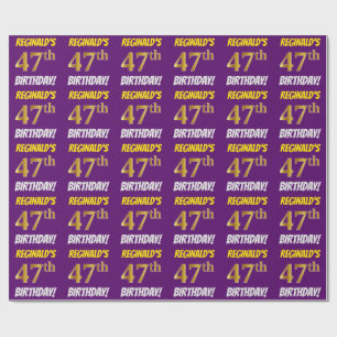 Purple, Faux/Imitation Gold, "47th BIRTHDAY" Wrapping Paper