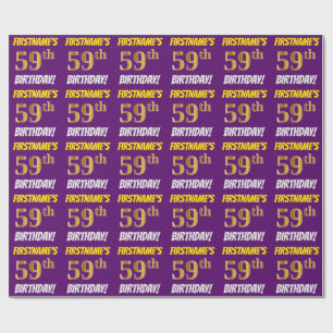 Purple, Faux/Imitation Gold, "59th BIRTHDAY" Wrapping Paper