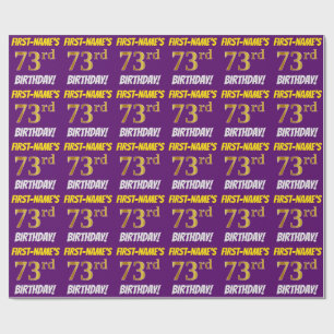 Purple, Faux/Imitation Gold, "73rd BIRTHDAY" Wrapping Paper