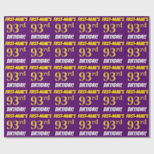 Purple, Faux/Imitation Gold, "93rd BIRTHDAY" Wrapping Paper