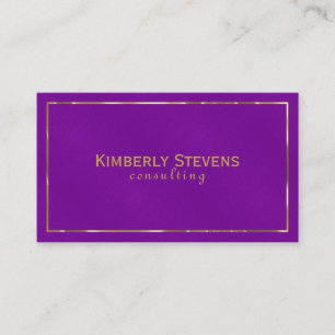 Purple Faux Leather Vintage Look Gold Accents Business Card