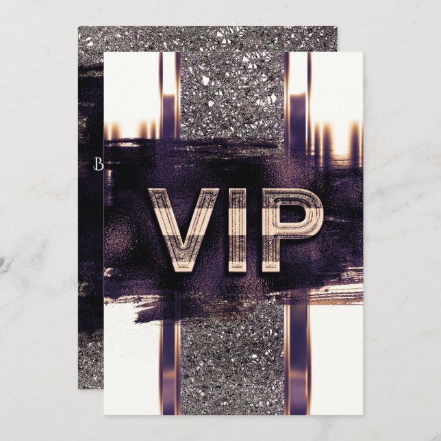 Purple Faux Metallic Gold VIP Party Invitation (Front/Back)