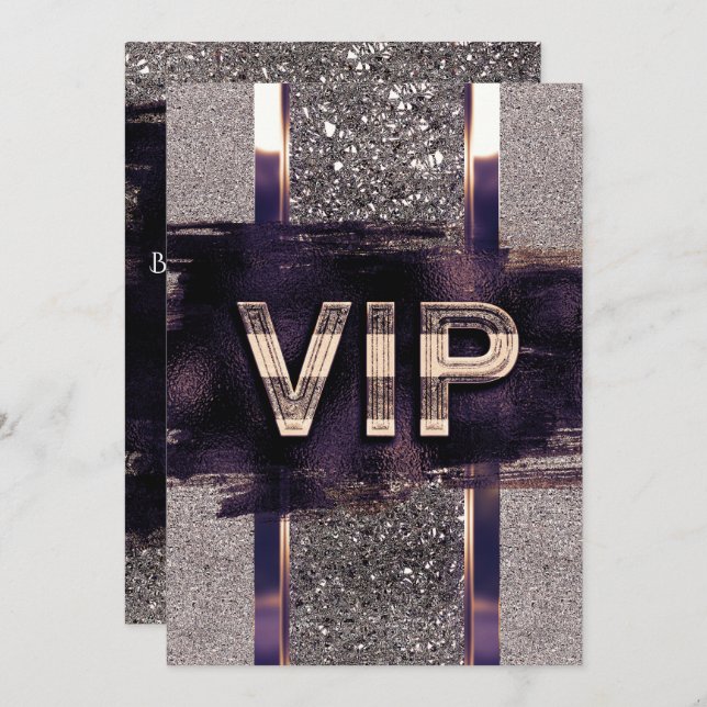 Purple & Faux Metallic VIP Party Invitation (Front/Back)