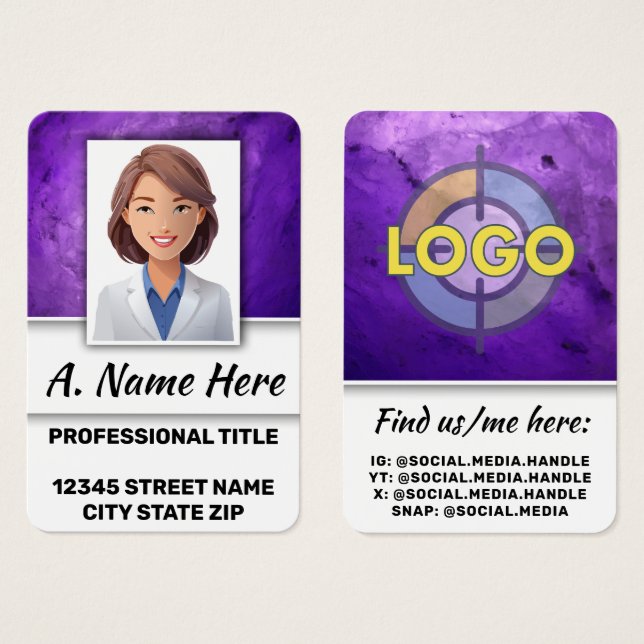 Purple Faux Stone Design Stylists & Beauty Experts (Front & Back)