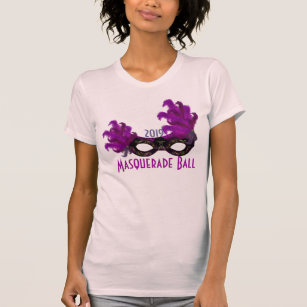 Purple Feather Venetian Mask Masquerade Custom T-Shirt