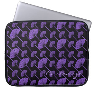 Purple Feathered Floral Fans Pattern Laptop Sleeve