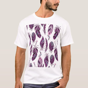 Purple Feathers: Vintage Ornamental Seamless. T-Shirt