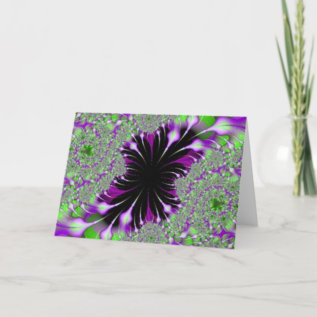 Purple Features Fractal Greeting Card (Front)