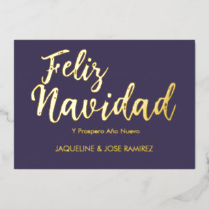 Purple Feliz Navidad Spanish Gold Foil Holiday
