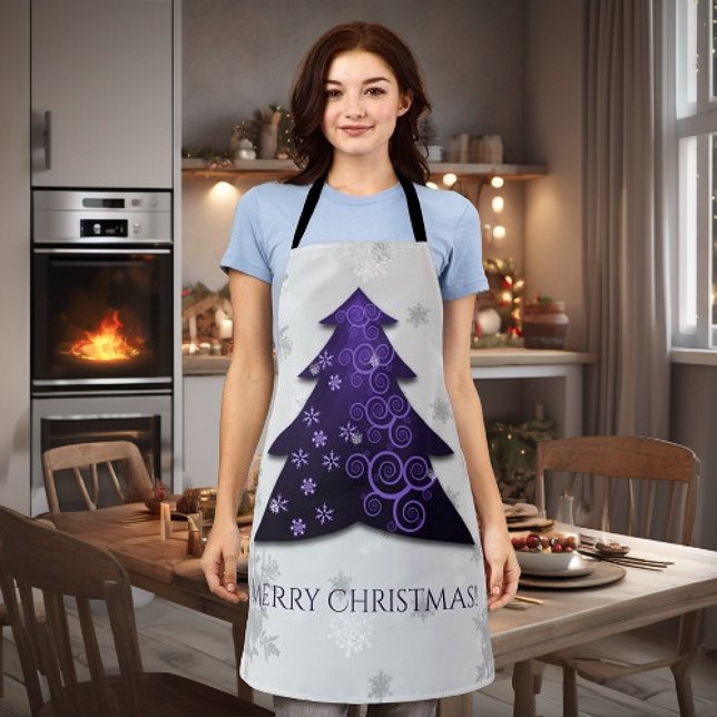 Purple Festive Christmas Tree Apron (Purple Festive Christmas Tree Apron)