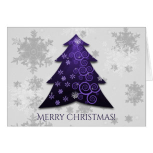 Purple Festive Christmas Tree Greeting Card