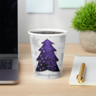 Purple Festive Christmas Tree Paper Cup