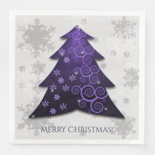 Purple Festive Christmas Tree Paper Napkin