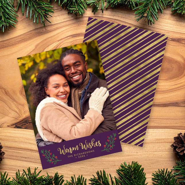 Purple Festive Foliage Warm Wishes Holiday Photo (Creator Uploaded)