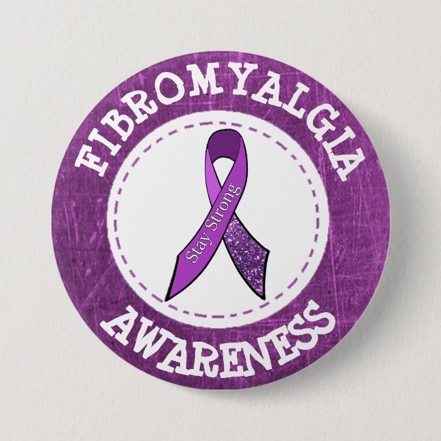 Purple  Fibromyalgia Awareness Ribbon Button (Front)