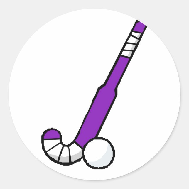 Purple Field Hockey Stick Classic Round Sticker (Front)
