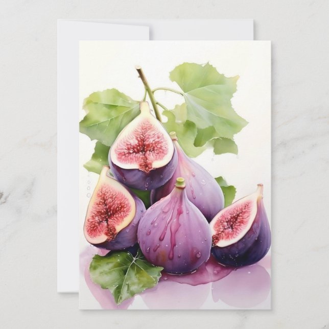Purple Figs In Watercolors Holiday Card (Front)